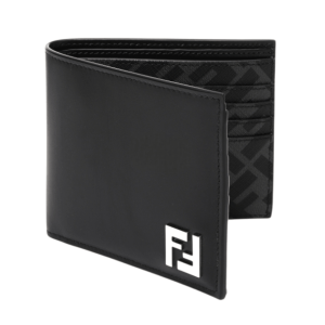 Fendi FF Square Leather Bi-Fold Wallet Black