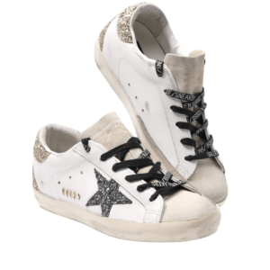 (W) Golden Goose Superstar White Gold Glitter