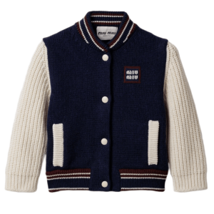 (W) Miu Miu Wool and Cashmere Cardigan Navy Blue Natural