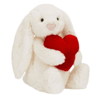 Jellycat Bashful Red Love Heart Bunny Medium Cream