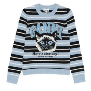 BLUE CAT GRAPHIC SWEATER 