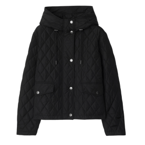 Cropped Quilted Nylon Hooded Jacket 