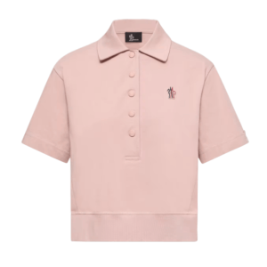 Pink Logo Patch Cotton Polo Shirt