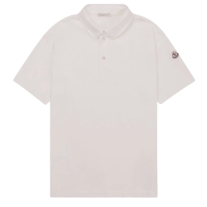 Moncler Striped Trim Cotton Piquet Polo Shirt