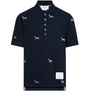 Thom Browne Lunar New Year Pique Horse Embroidery Polo Navy