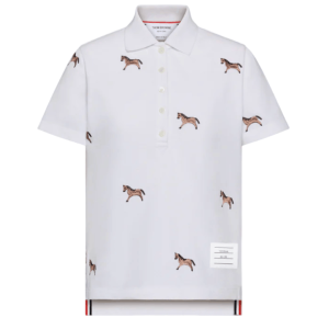 Thom Browne Lunar New Year Pique Horse Embroidery Polo WHITE