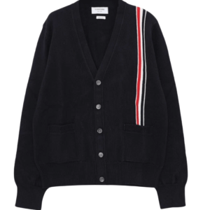 Thom Browne RWB Stripe Intarsia Cotton Cardigan Navy