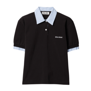 Black Cotton Piqué Polo Shirt