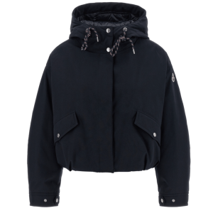 Navy Blue Eucalyptus Hooded Short Down Jacket