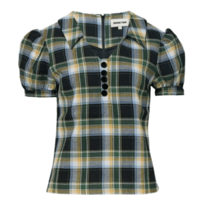 Notched Lapel Puff Sleeve Top