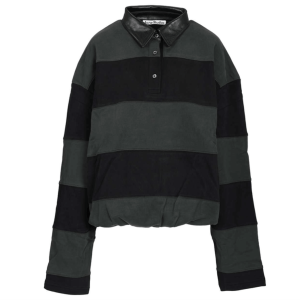 Striped polo sweater - Forest green/black