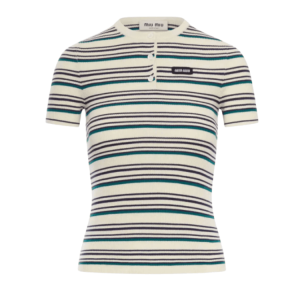 Miu Miu  Stripes T-Shirt in Beige 