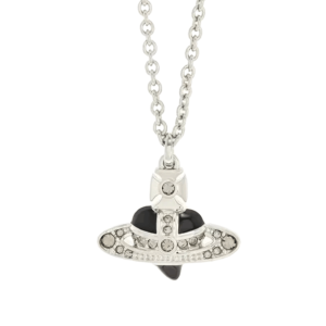 Vivienne Westwood Man. Diamante Pendant Necklace Platinum Black Diamond