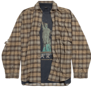 Balenciaga Paris Liberty Layered Oversized Shirts Dark Green