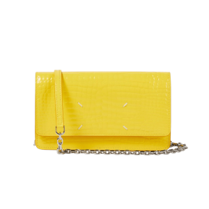 Maison Margiela Bovine Leather Crocodile Print Stitch Chain Wallet Yellow