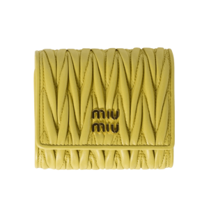 Miu Miu Small Matelasse Nappa Leather Wallet Citron Yellow