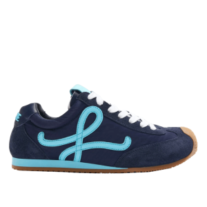 Loewe Ballet Runner 2.0 in Nylon and Calfskin Navy Blue Turquoise