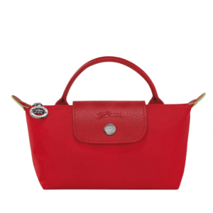 Longchamp Le Pliage Green Handle Pouch Tomato