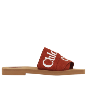 (W) Chloe Woody Flat Mule Terracotta Red