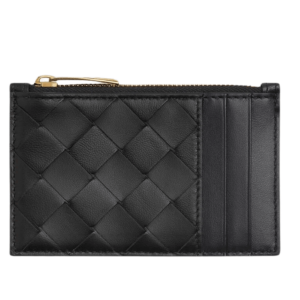 Bottega Veneta Intrecciato Zipped Card Case Black