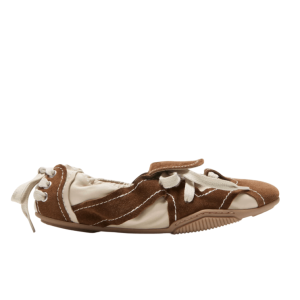 Suede lace-up shoes - Off white/brown