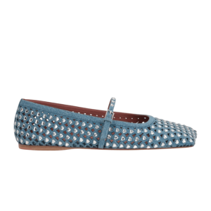Amina Muaddi Anne Embellished Ballerina Shoes Blue