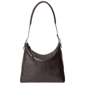 Lemaire Small Belted Hobo Bag in Leather Dark Chocolate