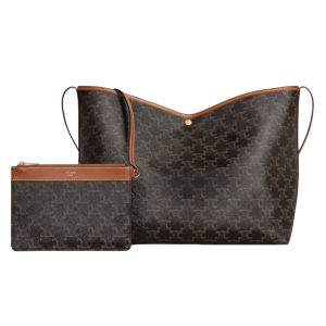 Celine Triomphe Canvas Calfskin Soft Shopper Bag Tan