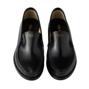Prada Brushed Leather Loafers Black