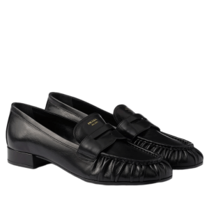 (W) Prada Leather Loafers Black