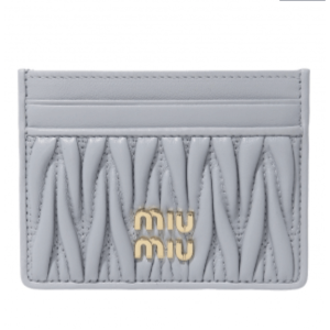 Pearl Gray Matelassé Nappa Leather Card Holder