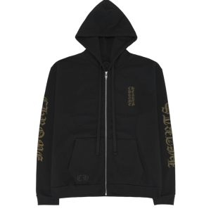 Chrome Hearts Vertical Logo Fleece Zip-Up Hoodie Black Army Green