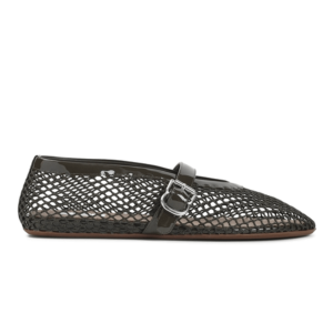 Khaki fishnet ballet flats