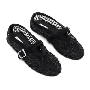 ALAÏA Noir BALLET FLATS IN STRASS FISHNET 