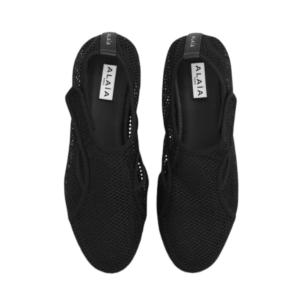 (W) Alaia Ballet Flats in Fishnet Black