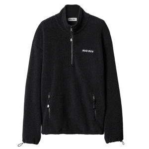 Miu Miu Fleece Sweatshirt With Embroidered Logo - Black 
