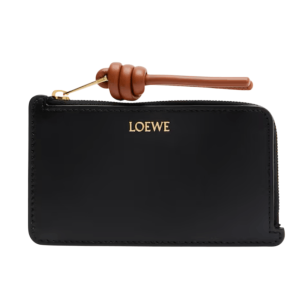 Knot coin cardholder in shiny nappa calfskin - Black