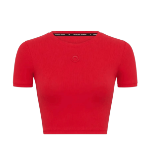 MOON LOGO RIBBED JERSEY CROPPED TOP - RED