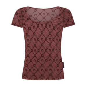 MOONOGRAM MESH FLOCK SS ROUNDNECK TOP PU70 AUBERGINE