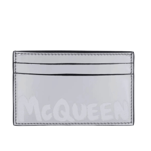 ALEXANDER McQUEEN Graffiti Card Holder - Antique Silver 