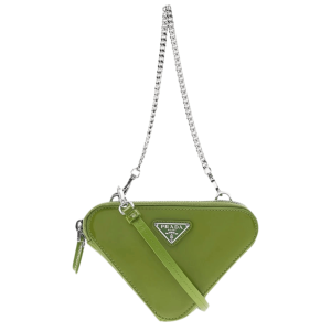 Prada Brushed Leather Mini Pouch Bag Fern Green