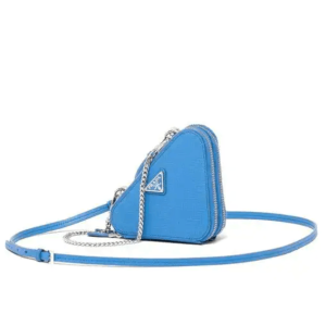 Prada Saffiano Leather Mini Pouch Light Blue