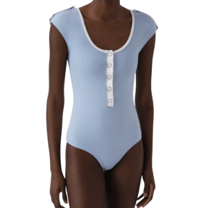 Light Blue Swimsuit with White Trim 