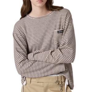 Cotton, cashmere and silk crew-neck knit sweater - White/Cocoa Brown