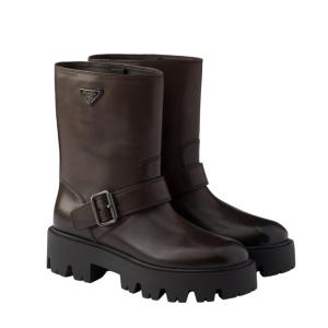 Leather mid-calf boots