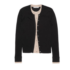 Layered silk-wool cardigan Black/beige