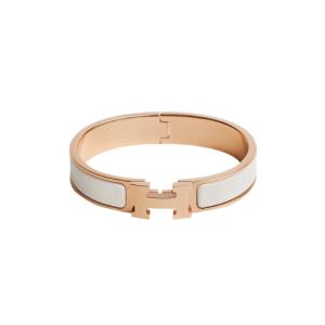 Hermes Clic H Bracelet Rose Gold & Blanc