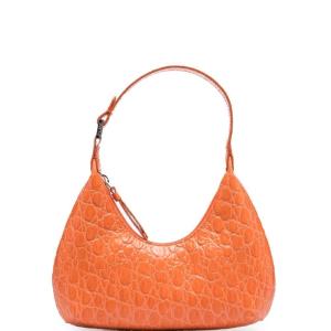 BABY AMBER PAPAYA CIRCULAR CROCO EMBOSSED LEATHER 