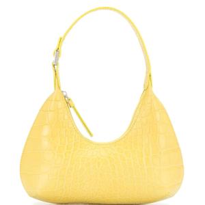 BABY AMBER CUSTARD CROCO EMBOSSED LEATHER 