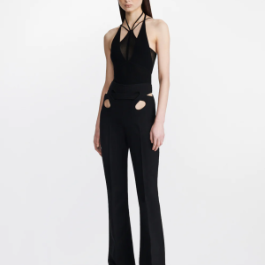 MODULAR BUTTERFLY MESH BODYSUIT IN BLACK